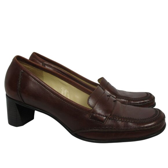 Antonio Melani Kenley Cognac Leather Loafers Size 7M Quiet Luxury Classic - Picture 2 of 8